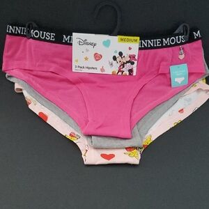 Disney NWT Minnie Mouse Pink and Gray Underwear Set Size M Adult